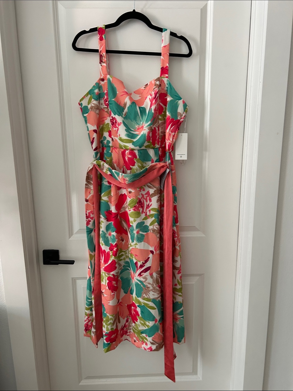 julia jordan Coral & Teal Floral Midi Sundress - Picture 2 of 7